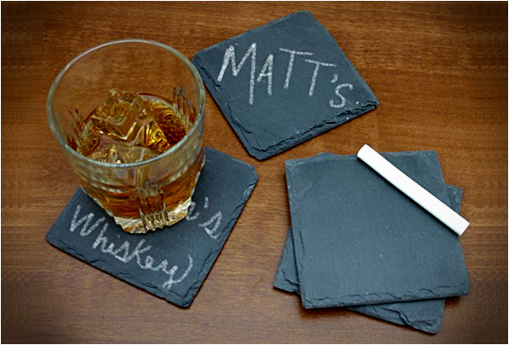 CHALKBOARD SLATE COASTERS | KEEP TRACK OF YOUR DRINK | Image