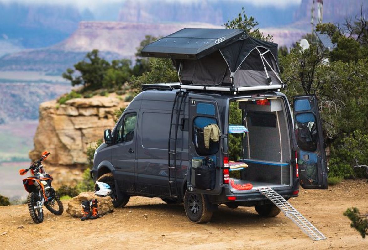 Outside camper van
