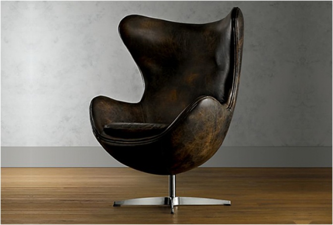 1950 LEATHER COMPENHAGEN CHAIR | BY RESTORATION HARDWARE - Image