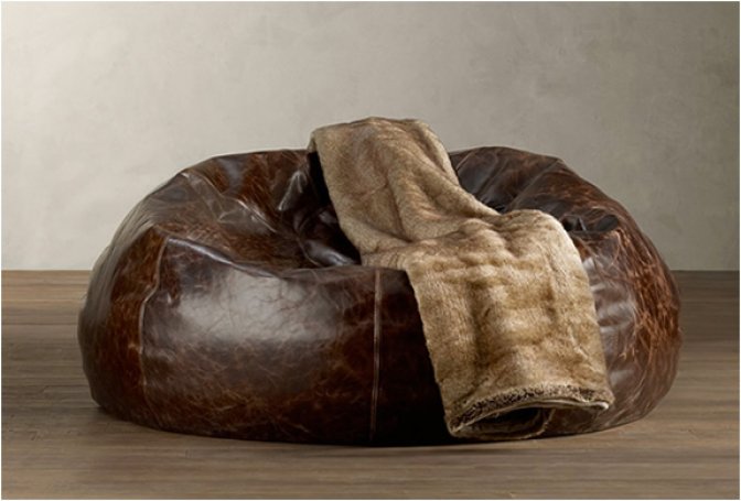GRAND LEATHER BEAN BAG | BY RESTORATION HARDWARE - Image