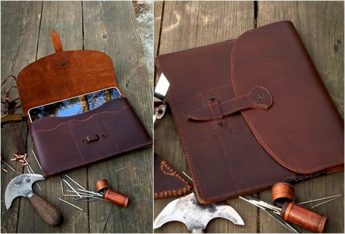 HAND STITCHED LEATHER IPAD CASE - Image