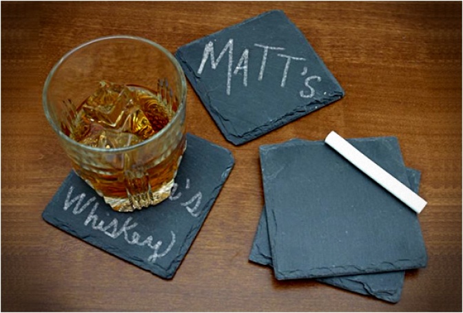CHALKBOARD SLATE COASTERS | KEEP TRACK OF YOUR DRINK - Image