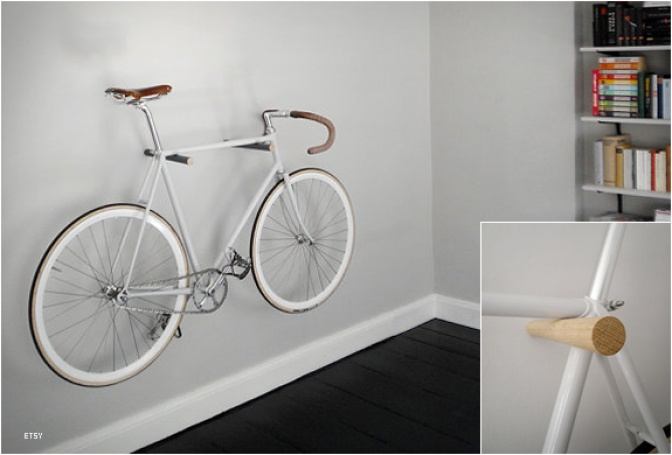 Minimal Wooden Bike Hook - Image