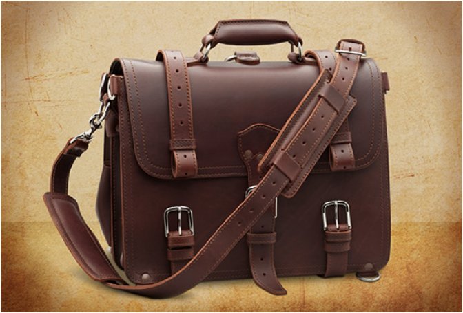VINTAGE HANDMADE LEATHER BRIEFCASE - Image
