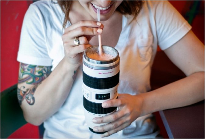 WHITE CANON CAMERA LENS MUG - Image