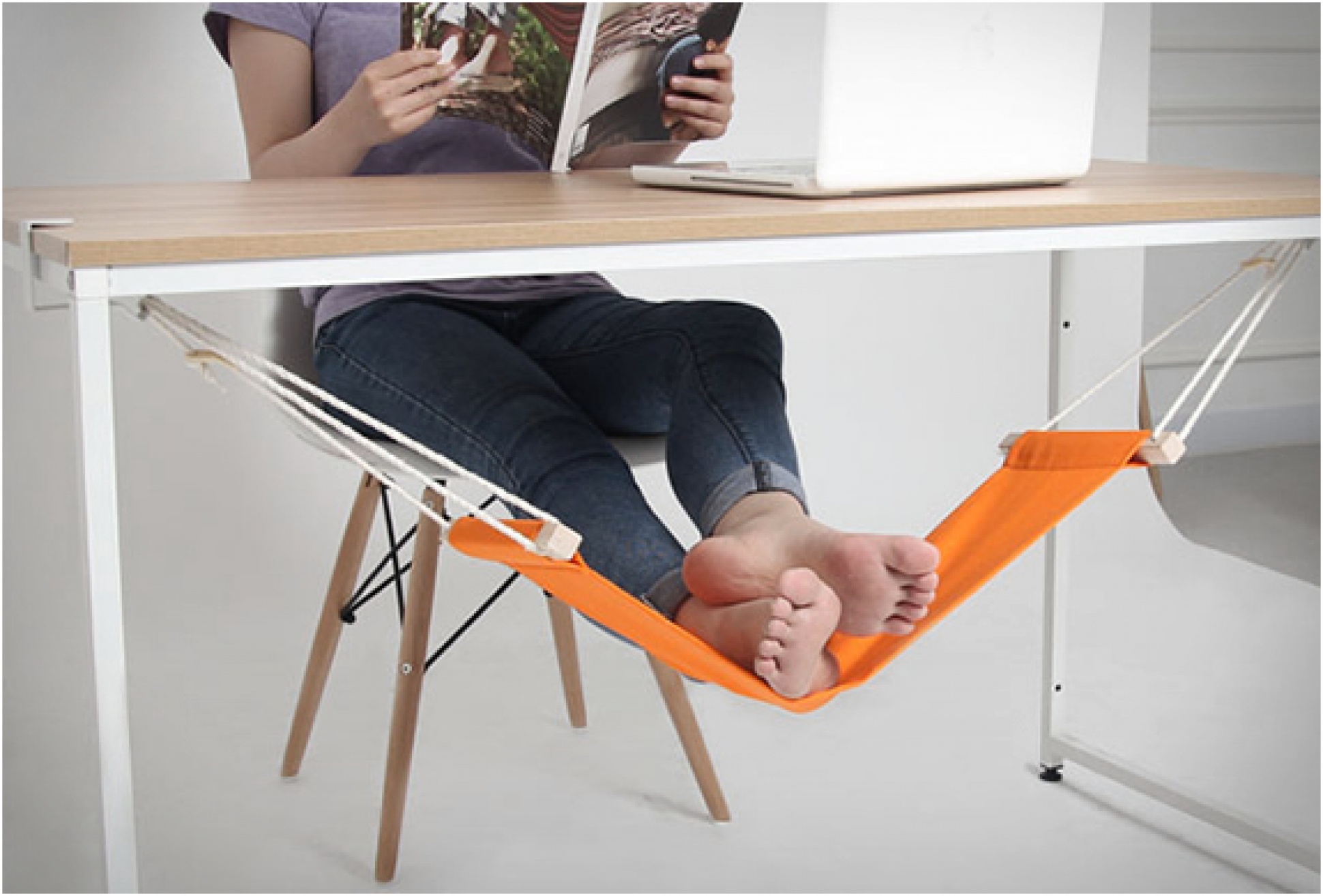 Computer desk foot hammock sale