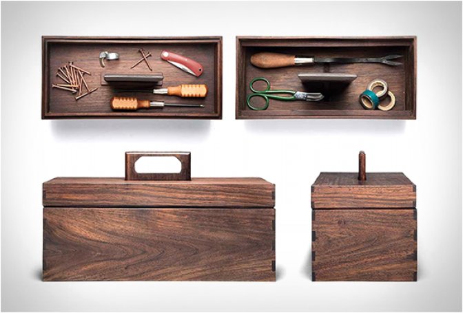 KAUFMANN MERCANTILE WALNUT TOOL BOX - Image