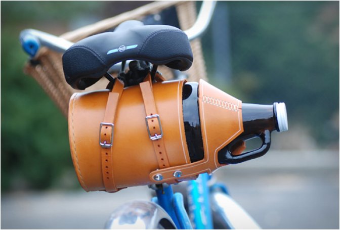 LEATHER BIKE GROWLER CARRIER - Image