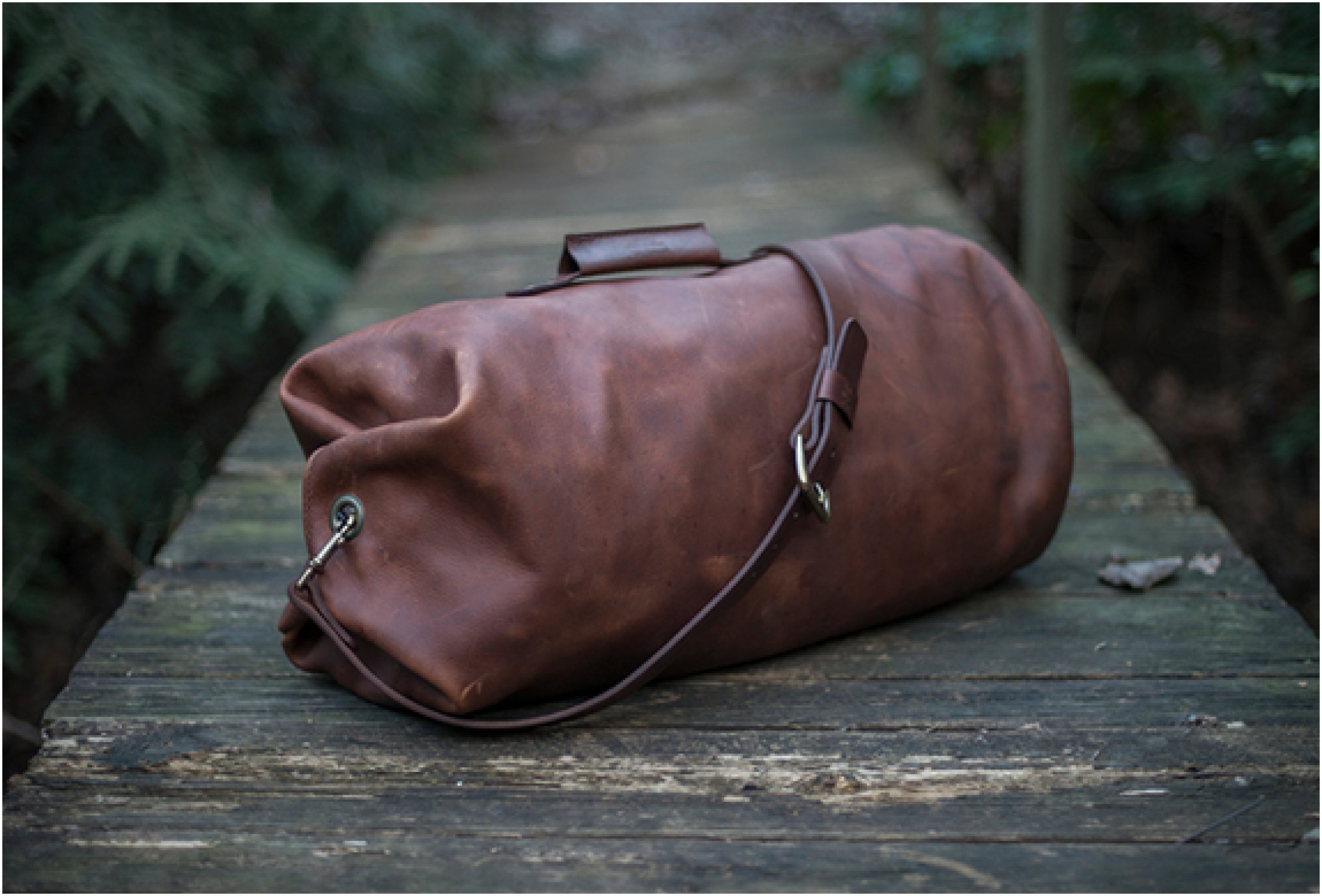 Gunner vegan leather duffle bag top