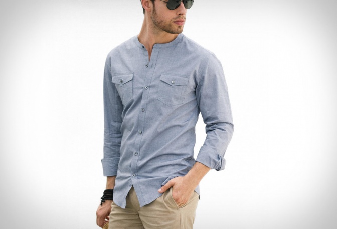 BATCH COLLARLESS SHIRT - Image