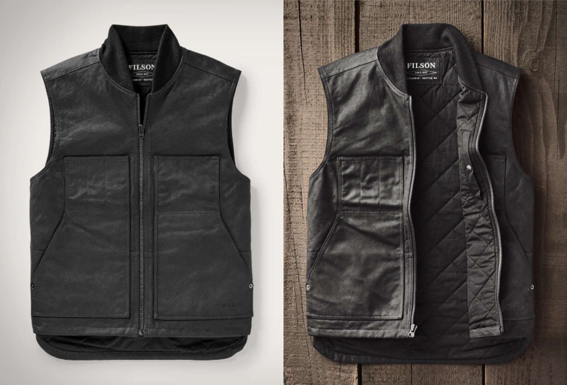 thumbnail image 2 of Filson Dry Wax Work Jacket – Made In USA, Waxed Cotton, Dark Dusk Navy (20047980) 2 of 6