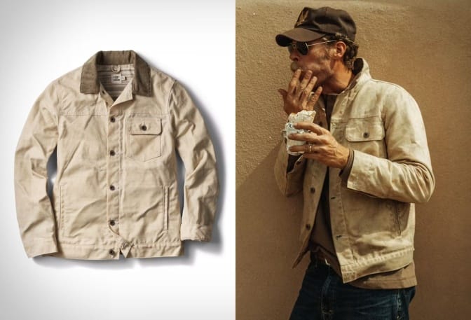 Flint and Tinder Flannel-Lined Waxed Trucker Jacket - Image